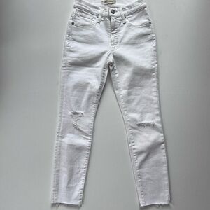 9" High-Rise Skinny Crop Jeans in Pure White: Destructed Edition 24 Petite